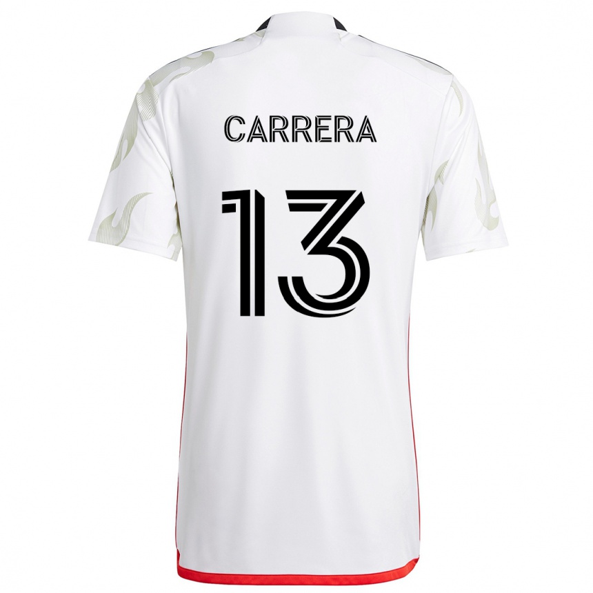 Kinder Fußball Antonio Carrera #13 Weiß Rot Schwarz Auswärtstrikot Trikot 2024/25 T-Shirt Luxemburg