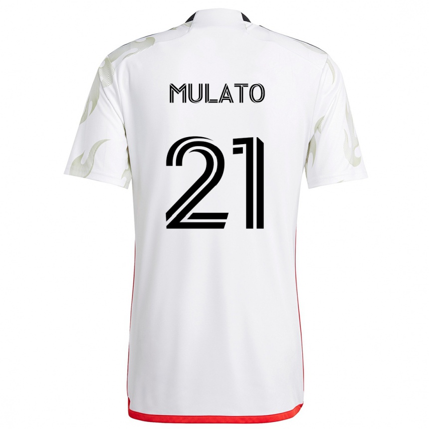 Kinder Fußball José Mulato #21 Weiß Rot Schwarz Auswärtstrikot Trikot 2024/25 T-Shirt Luxemburg