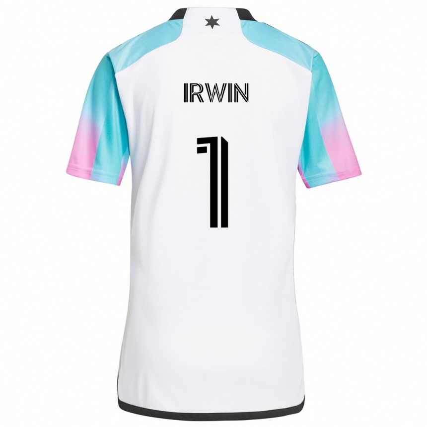 Kinder Fußball Clint Irwin #1 Weiß Blau Schwarz Auswärtstrikot Trikot 2024/25 T-Shirt Luxemburg