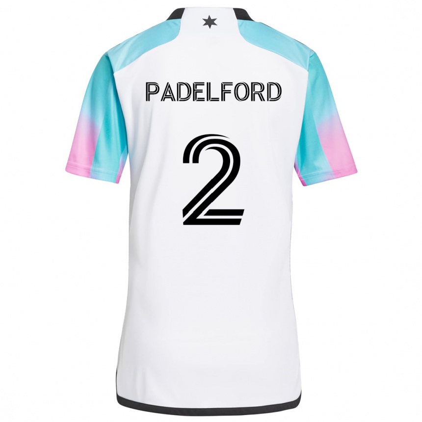 Kinder Fußball Devin Padelford #2 Weiß Blau Schwarz Auswärtstrikot Trikot 2024/25 T-Shirt Luxemburg