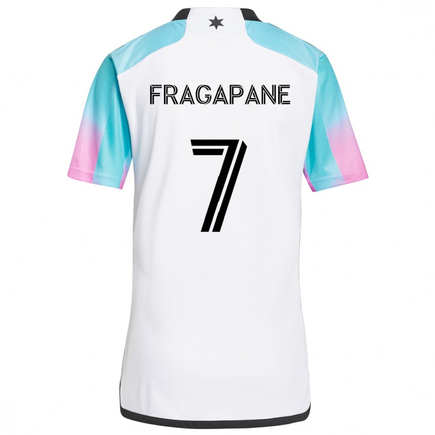 Kinder Fußball Franco Fragapane #7 Weiß Blau Schwarz Auswärtstrikot Trikot 2024/25 T-Shirt Luxemburg