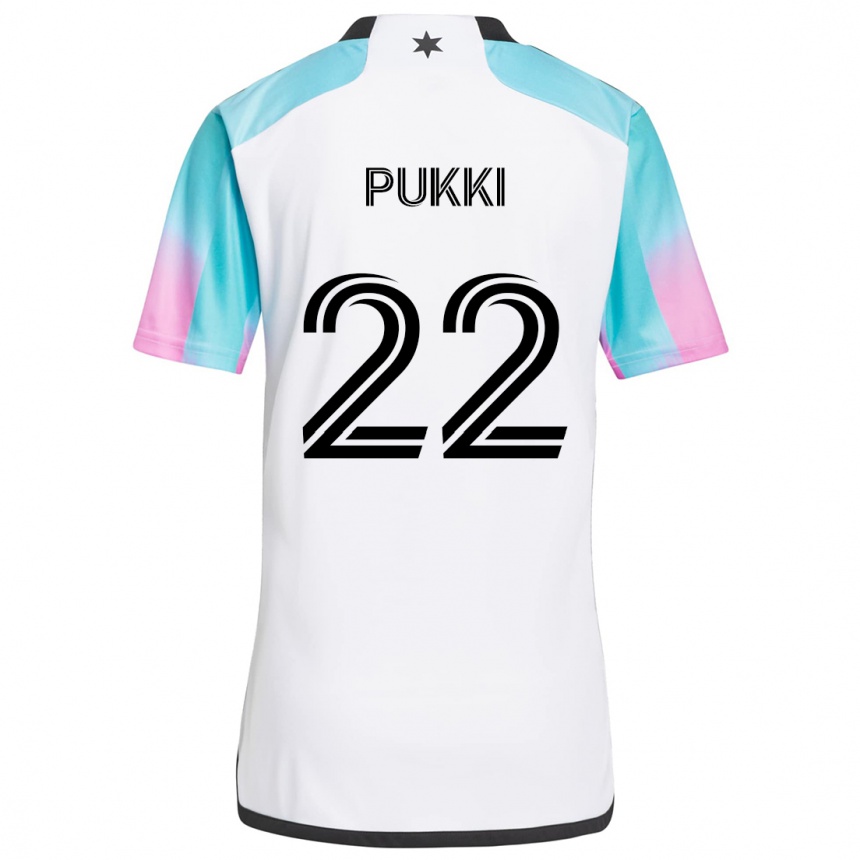 Kinder Fußball Teemu Pukki #22 Weiß Blau Schwarz Auswärtstrikot Trikot 2024/25 T-Shirt Luxemburg