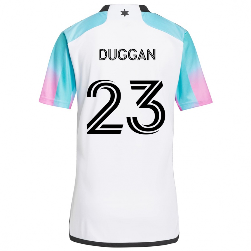 Kinder Fußball Morris Duggan #23 Weiß Blau Schwarz Auswärtstrikot Trikot 2024/25 T-Shirt Luxemburg