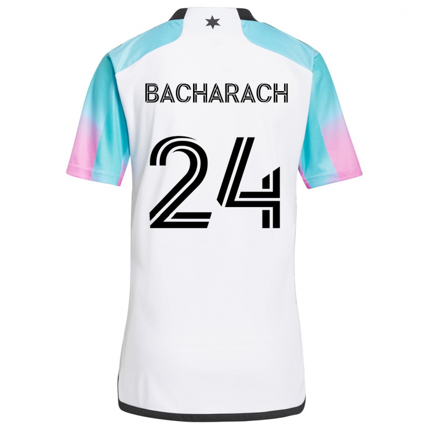 Kinder Fußball Hugo Bacharach #24 Weiß Blau Schwarz Auswärtstrikot Trikot 2024/25 T-Shirt Luxemburg