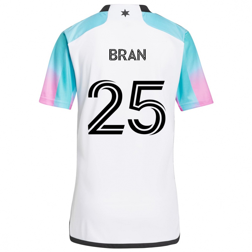 Kinder Fußball Alejandro Bran #25 Weiß Blau Schwarz Auswärtstrikot Trikot 2024/25 T-Shirt Luxemburg