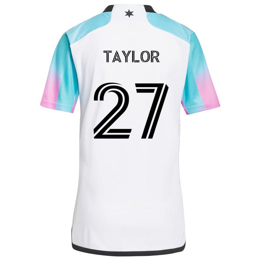 Kinder Fußball D.j. Taylor #27 Weiß Blau Schwarz Auswärtstrikot Trikot 2024/25 T-Shirt Luxemburg