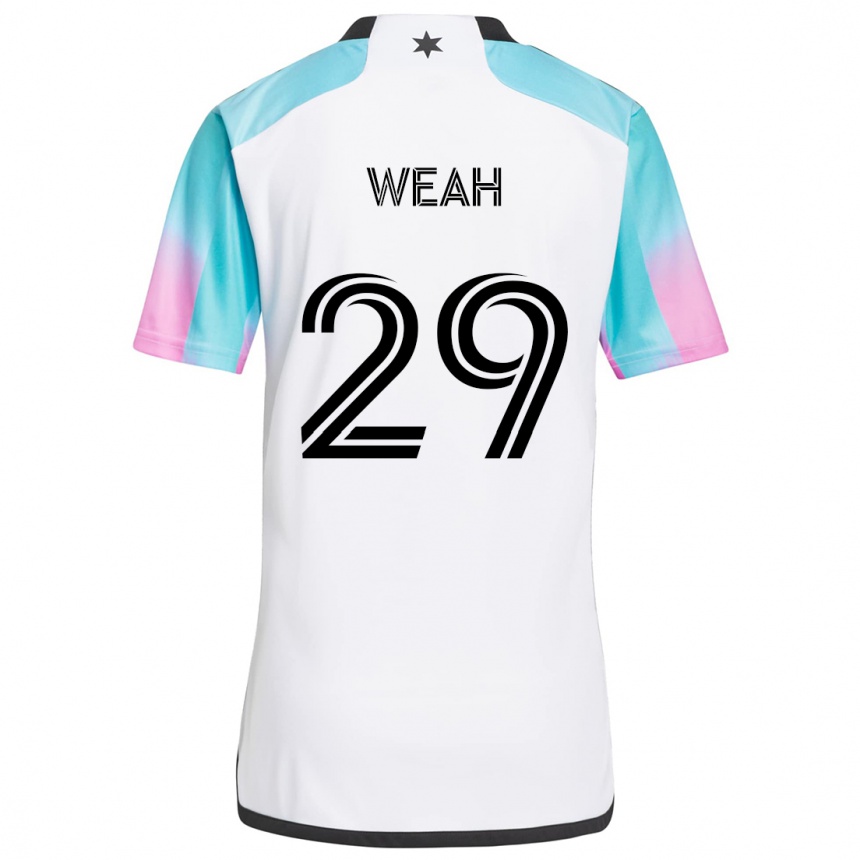 Kinder Fußball Patrick Weah #29 Weiß Blau Schwarz Auswärtstrikot Trikot 2024/25 T-Shirt Luxemburg