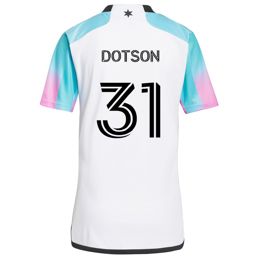 Kinder Fußball Hassani Dotson #31 Weiß Blau Schwarz Auswärtstrikot Trikot 2024/25 T-Shirt Luxemburg