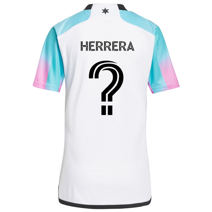 Kinder Fußball Oscar Herrera #0 Weiß Blau Schwarz Auswärtstrikot Trikot 2024/25 T-Shirt Luxemburg