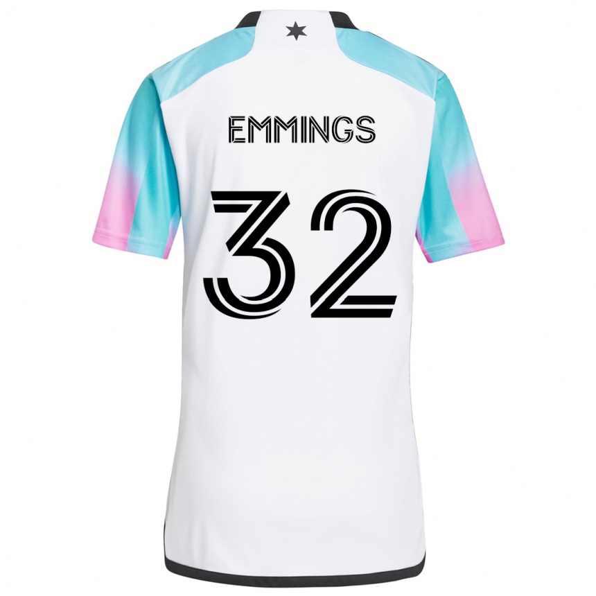 Kinder Fußball Fred Emmings #32 Weiß Blau Schwarz Auswärtstrikot Trikot 2024/25 T-Shirt Luxemburg