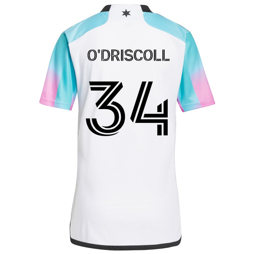 Kinder Fußball Rory O'driscoll #34 Weiß Blau Schwarz Auswärtstrikot Trikot 2024/25 T-Shirt Luxemburg