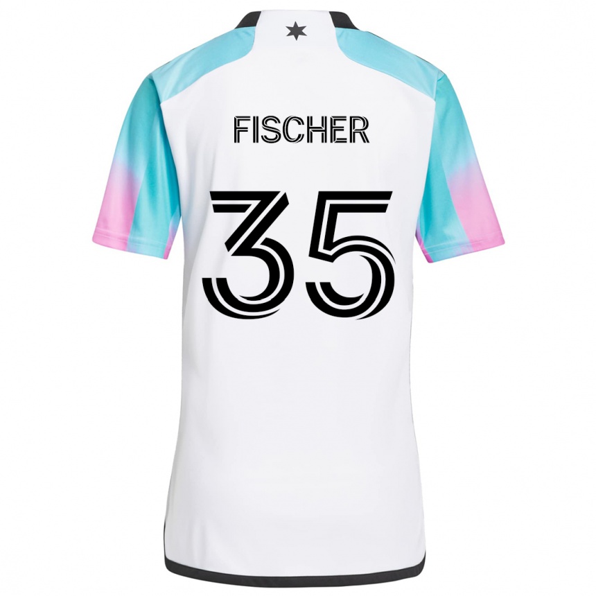 Kinder Fußball Britton Fischer #35 Weiß Blau Schwarz Auswärtstrikot Trikot 2024/25 T-Shirt Luxemburg