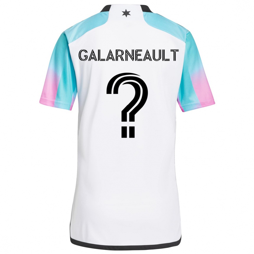 Kinder Fußball Benjamin Galarneault #0 Weiß Blau Schwarz Auswärtstrikot Trikot 2024/25 T-Shirt Luxemburg