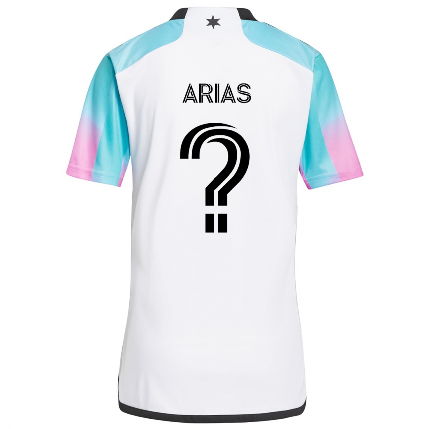 Kinder Fußball Justin Arias #0 Weiß Blau Schwarz Auswärtstrikot Trikot 2024/25 T-Shirt Luxemburg