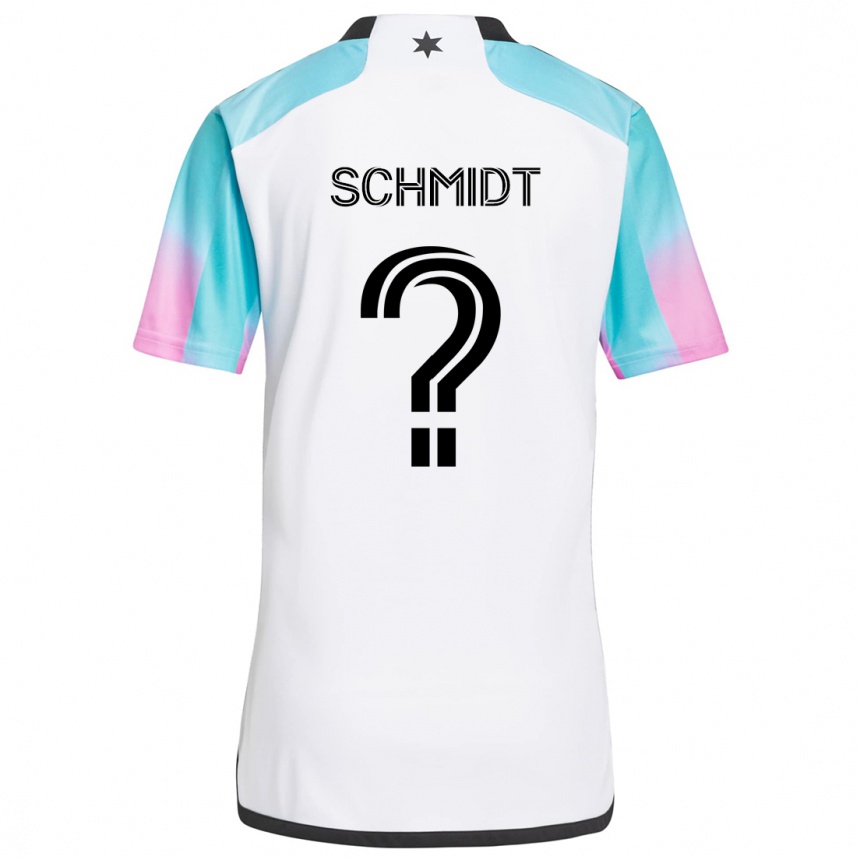 Kinder Fußball William Schmidt #0 Weiß Blau Schwarz Auswärtstrikot Trikot 2024/25 T-Shirt Luxemburg