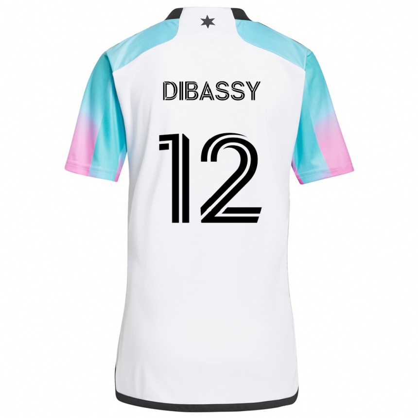 Kinder Fußball Bakaye Dibassy #12 Weiß Blau Schwarz Auswärtstrikot Trikot 2024/25 T-Shirt Luxemburg