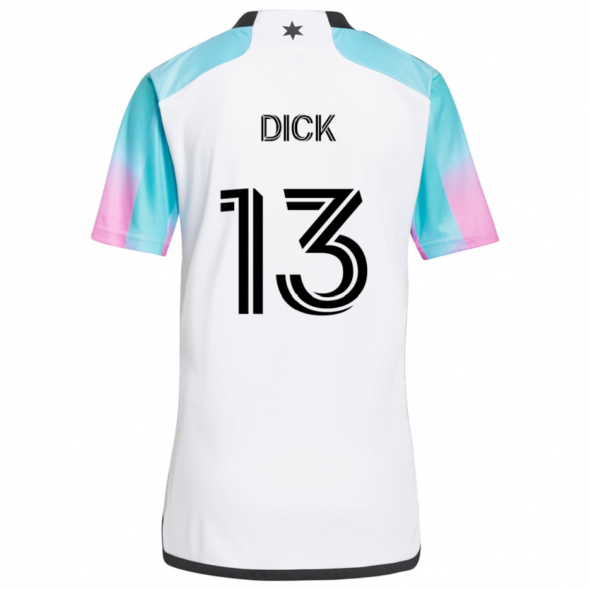 Kinder Fußball Eric Dick #13 Weiß Blau Schwarz Auswärtstrikot Trikot 2024/25 T-Shirt Luxemburg