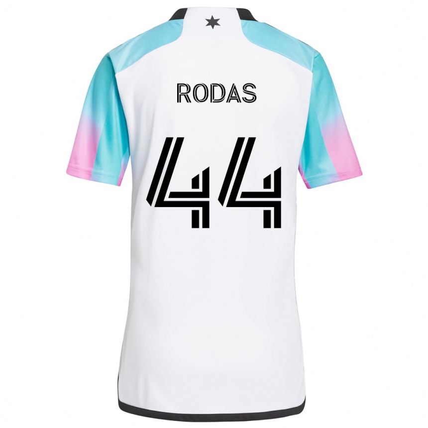 Kinder Fußball Geremy Rodas #44 Weiß Blau Schwarz Auswärtstrikot Trikot 2024/25 T-Shirt Luxemburg