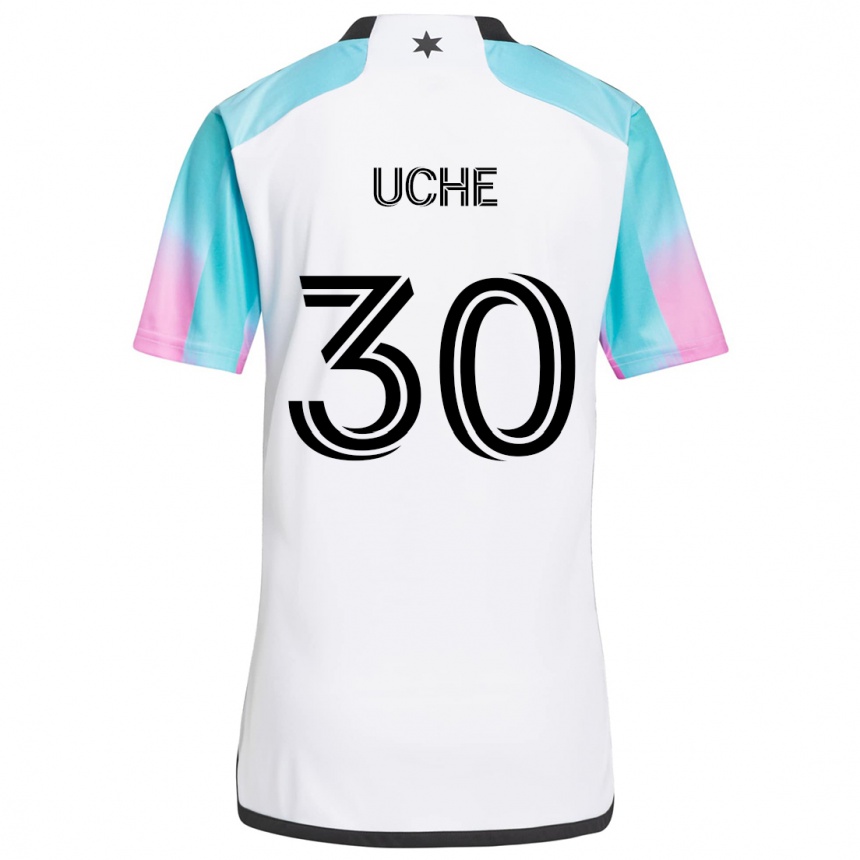 Kinder Fußball Cc Uche #30 Weiß Blau Schwarz Auswärtstrikot Trikot 2024/25 T-Shirt Luxemburg