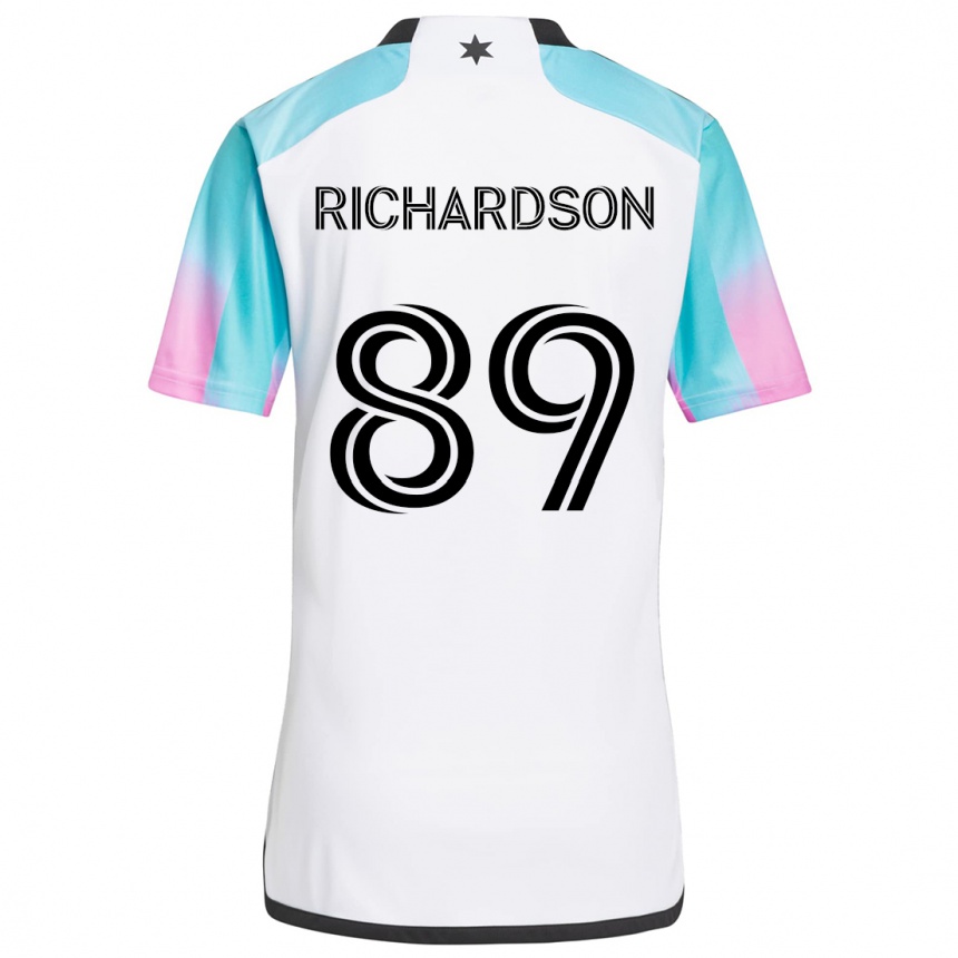 Kinder Fußball Nick Richardson #89 Weiß Blau Schwarz Auswärtstrikot Trikot 2024/25 T-Shirt Luxemburg