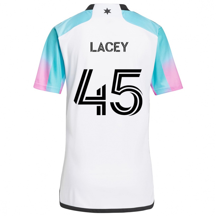 Kinder Fußball Kameron Lacey #45 Weiß Blau Schwarz Auswärtstrikot Trikot 2024/25 T-Shirt Luxemburg