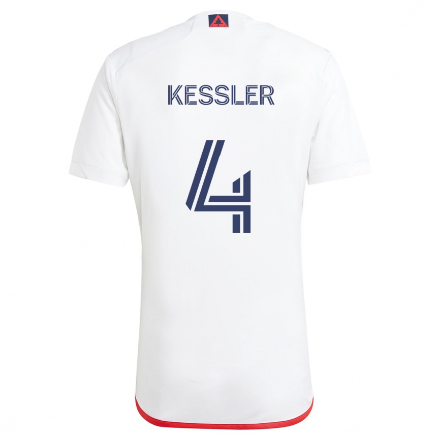 Kinder Fußball Henry Kessler #4 Weiß Rot Auswärtstrikot Trikot 2024/25 T-Shirt Luxemburg