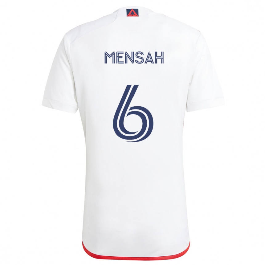 Kinder Fußball Jonathan Mensah #6 Weiß Rot Auswärtstrikot Trikot 2024/25 T-Shirt Luxemburg