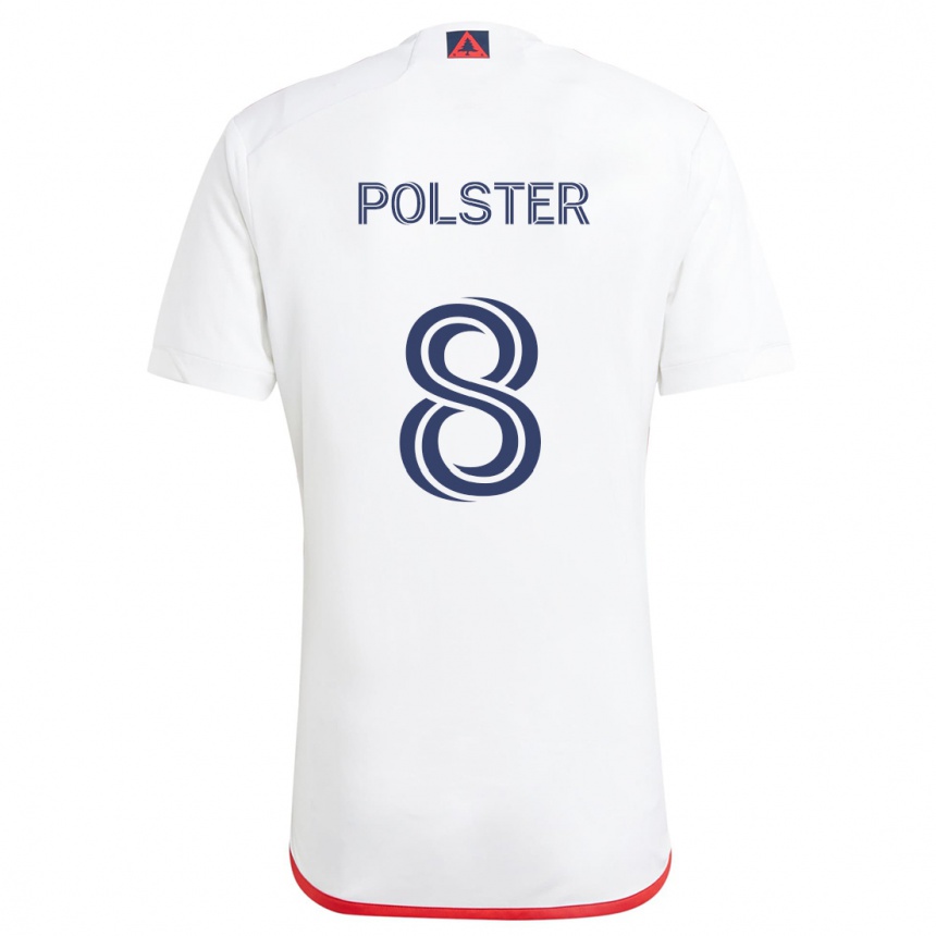 Kinder Fußball Matt Polster #8 Weiß Rot Auswärtstrikot Trikot 2024/25 T-Shirt Luxemburg