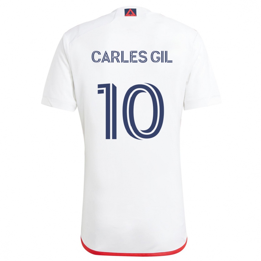 Kinder Fußball Carles Gil #10 Weiß Rot Auswärtstrikot Trikot 2024/25 T-Shirt Luxemburg