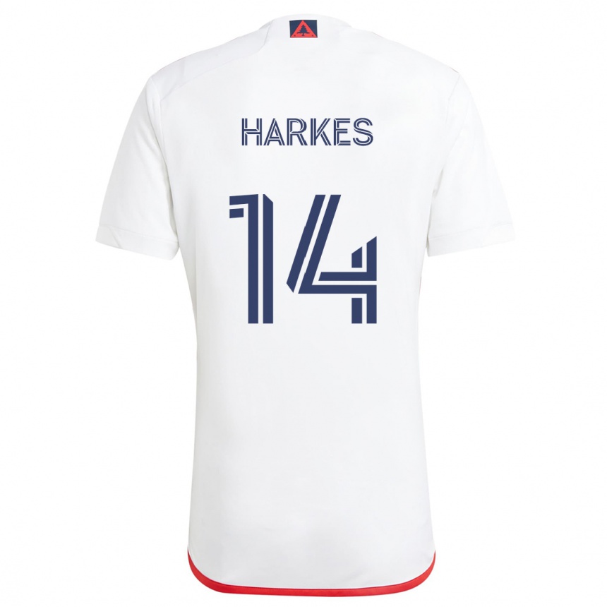 Kinder Fußball Ian Harkes #14 Weiß Rot Auswärtstrikot Trikot 2024/25 T-Shirt Luxemburg