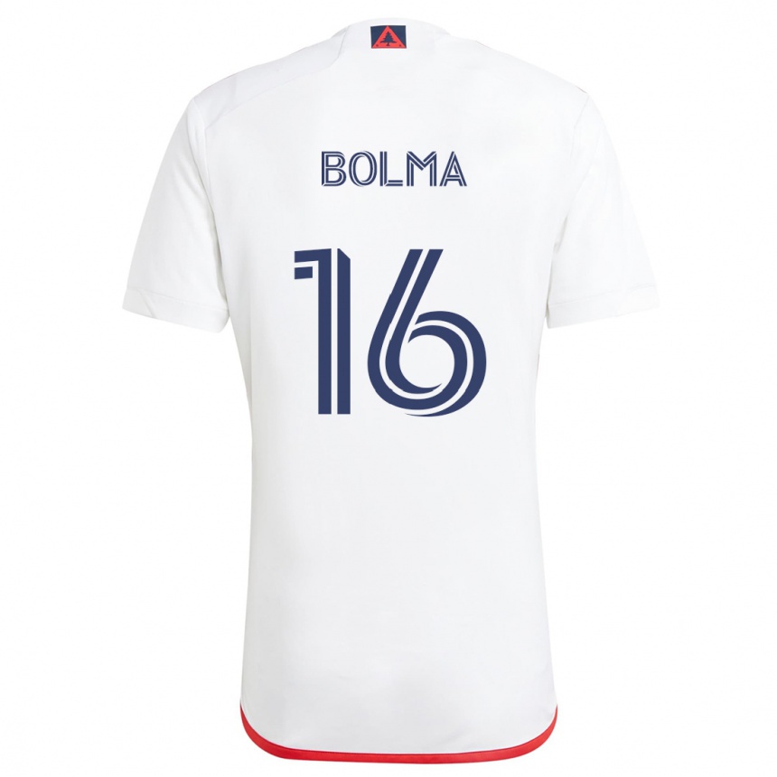 Kinder Fußball Josh Bolma #16 Weiß Rot Auswärtstrikot Trikot 2024/25 T-Shirt Luxemburg