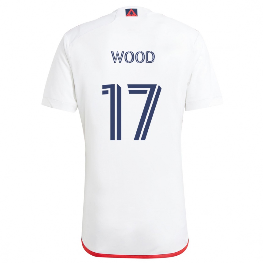 Kinder Fußball Bobby Wood #17 Weiß Rot Auswärtstrikot Trikot 2024/25 T-Shirt Luxemburg