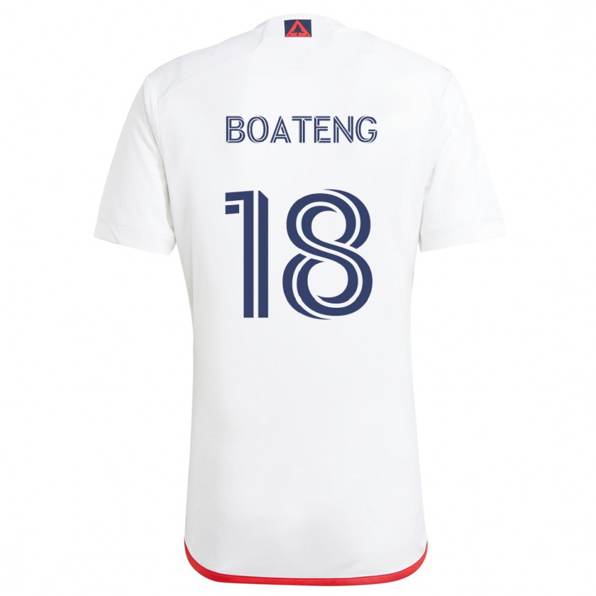 Kinder Fußball Emmanuel Boateng #18 Weiß Rot Auswärtstrikot Trikot 2024/25 T-Shirt Luxemburg