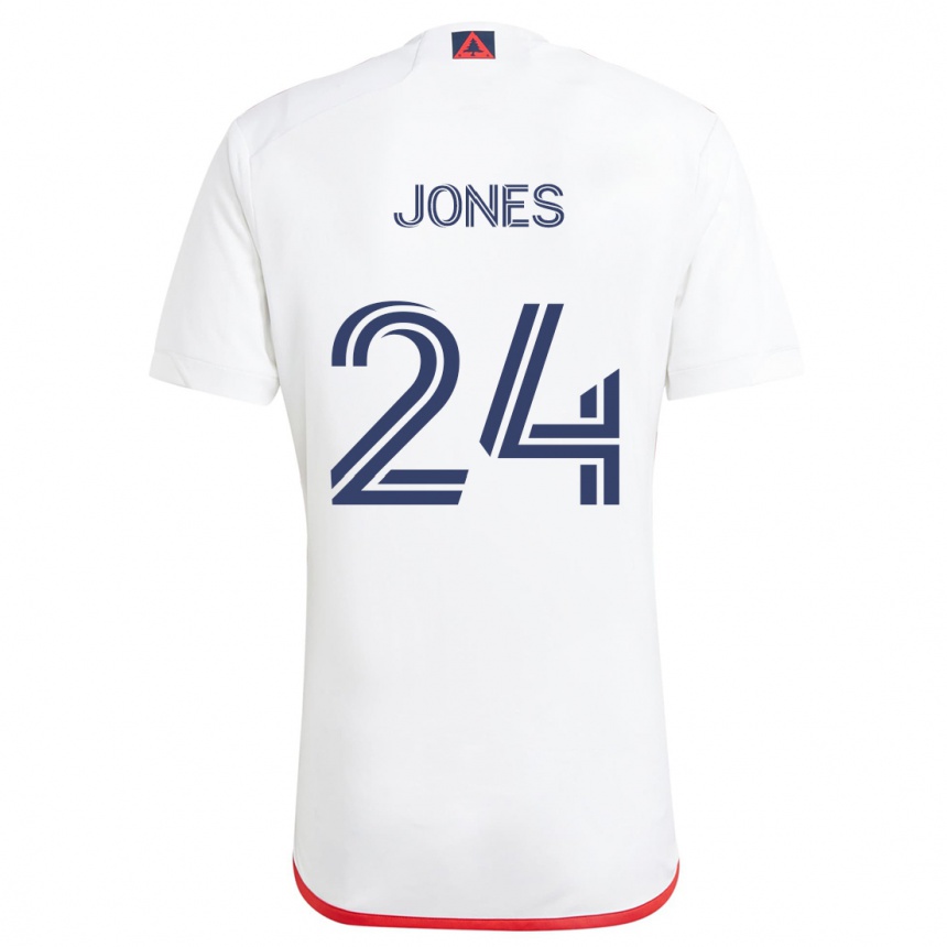 Kinder Fußball Dejuan Jones #24 Weiß Rot Auswärtstrikot Trikot 2024/25 T-Shirt Luxemburg