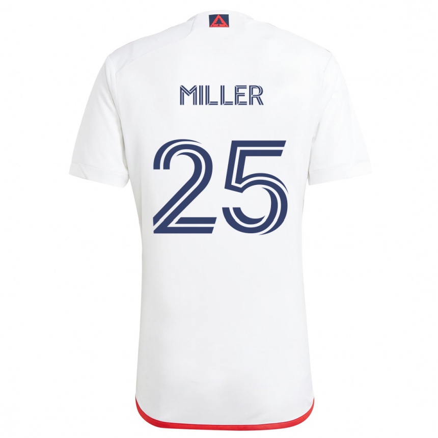 Kinder Fußball Peyton Miller #25 Weiß Rot Auswärtstrikot Trikot 2024/25 T-Shirt Luxemburg