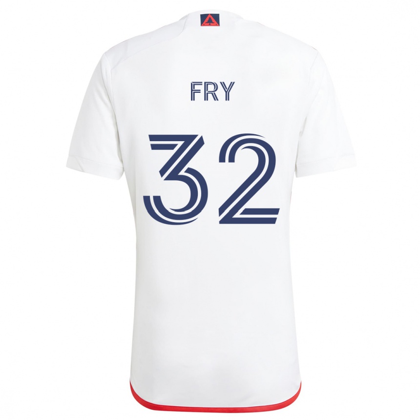 Kinder Fußball Malcolm Fry #32 Weiß Rot Auswärtstrikot Trikot 2024/25 T-Shirt Luxemburg