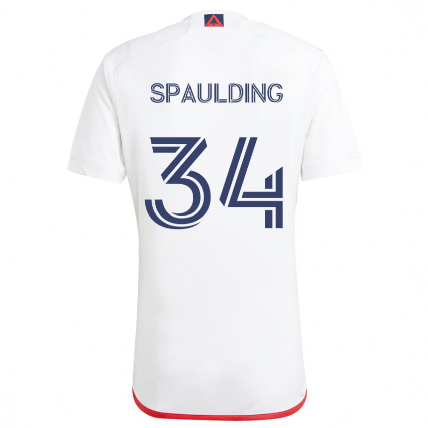 Kinder Fußball Ryan Spaulding #34 Weiß Rot Auswärtstrikot Trikot 2024/25 T-Shirt Luxemburg