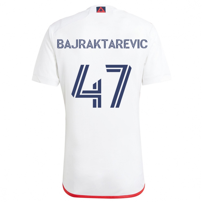 Kinder Fußball Esmir Bajraktarevic #47 Weiß Rot Auswärtstrikot Trikot 2024/25 T-Shirt Luxemburg