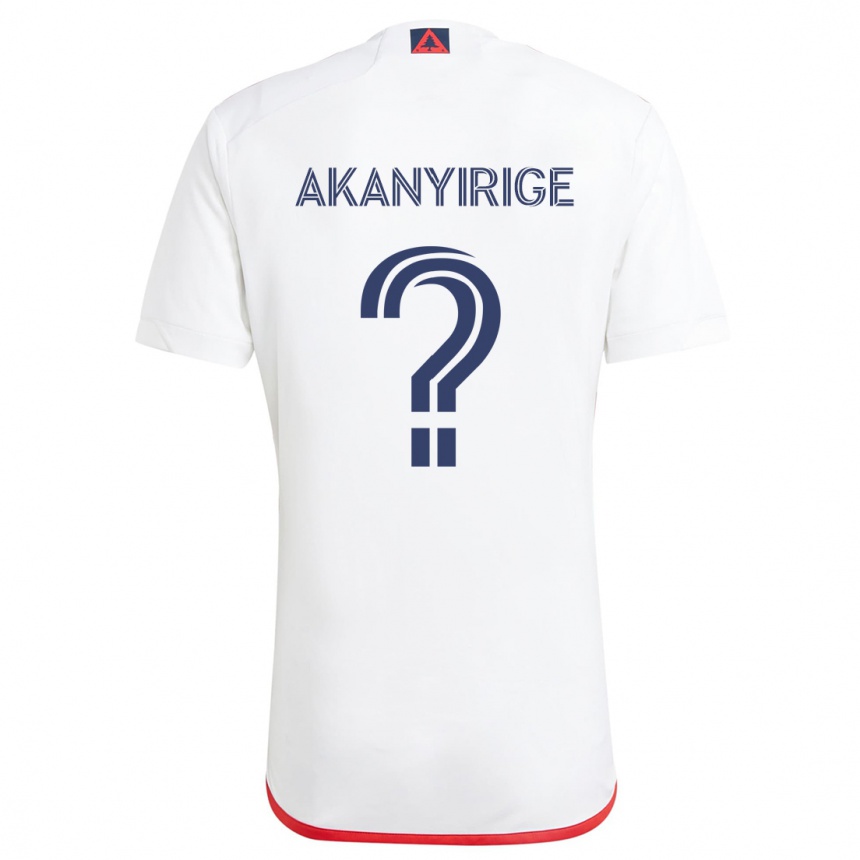 Kinder Fußball Jacob Akanyirige #0 Weiß Rot Auswärtstrikot Trikot 2024/25 T-Shirt Luxemburg