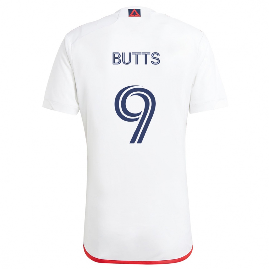 Kinder Fußball Liam Butts #9 Weiß Rot Auswärtstrikot Trikot 2024/25 T-Shirt Luxemburg