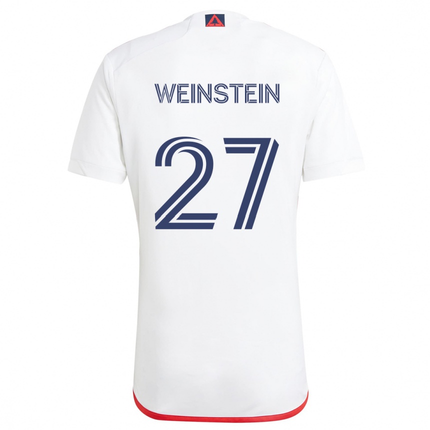 Kinder Fußball Max Weinstein #27 Weiß Rot Auswärtstrikot Trikot 2024/25 T-Shirt Luxemburg