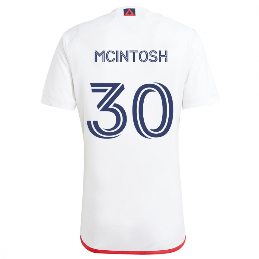 Kinder Fußball Damario Mcintosh #30 Weiß Rot Auswärtstrikot Trikot 2024/25 T-Shirt Luxemburg