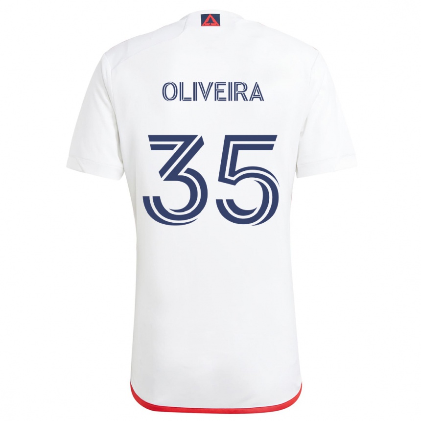 Kinder Fußball Cristiano Oliveira #35 Weiß Rot Auswärtstrikot Trikot 2024/25 T-Shirt Luxemburg