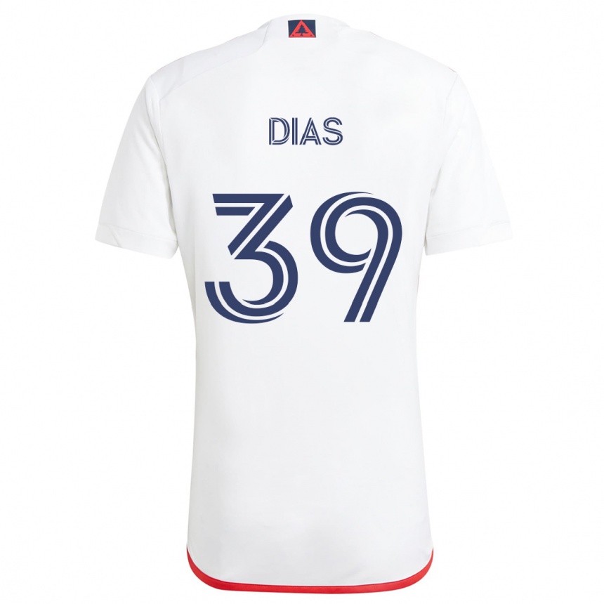 Kinder Fußball Marcos Dias #39 Weiß Rot Auswärtstrikot Trikot 2024/25 T-Shirt Luxemburg