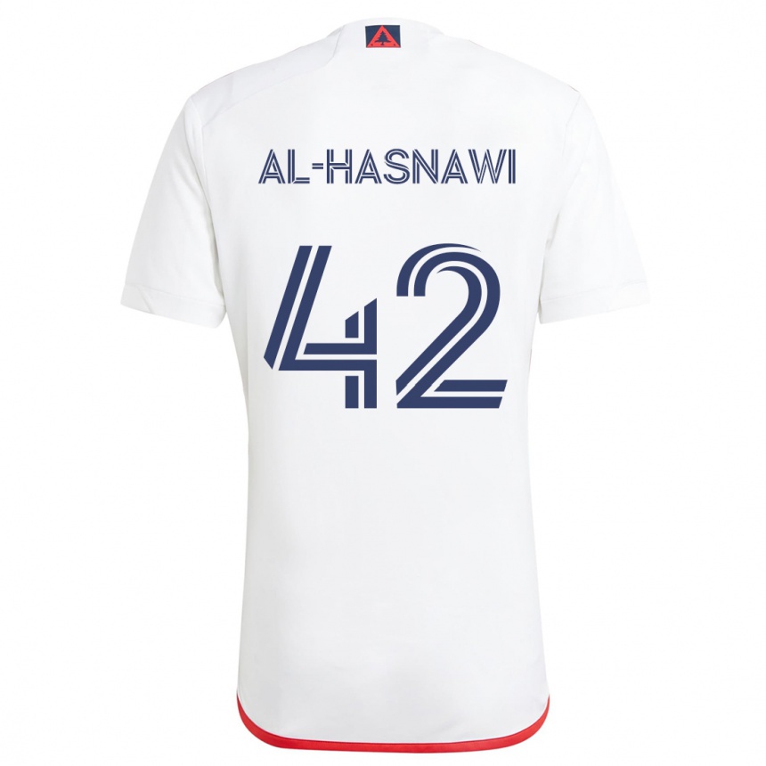 Kinder Fußball Moshtaba Al-Hasnawi #42 Weiß Rot Auswärtstrikot Trikot 2024/25 T-Shirt Luxemburg