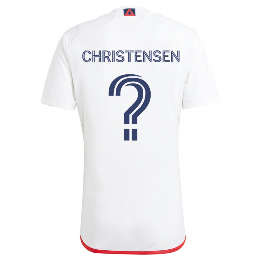 Kinder Fußball Kevin Christensen #0 Weiß Rot Auswärtstrikot Trikot 2024/25 T-Shirt Luxemburg