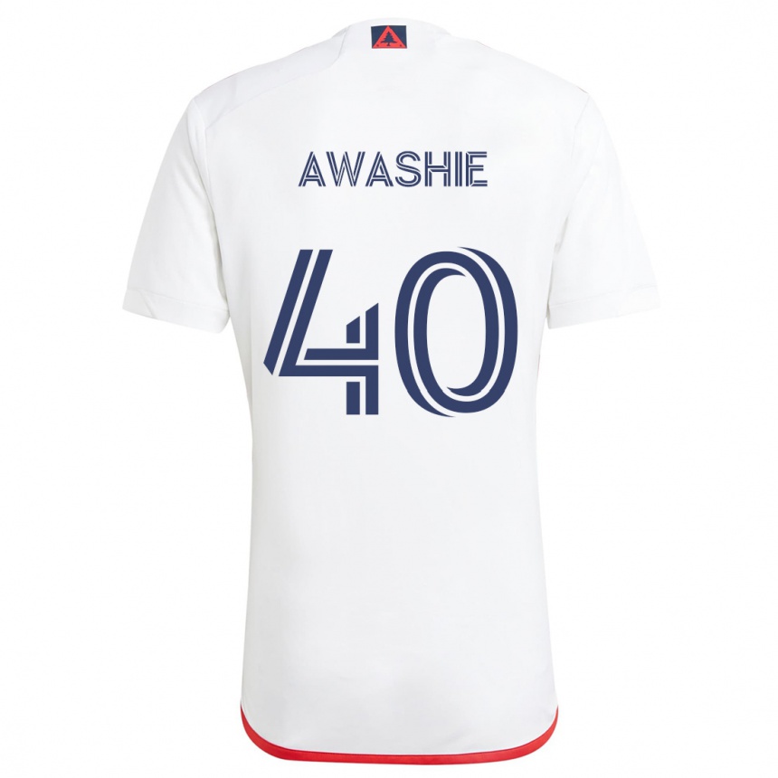 Kinder Fußball Ben Awashie #40 Weiß Rot Auswärtstrikot Trikot 2024/25 T-Shirt Luxemburg