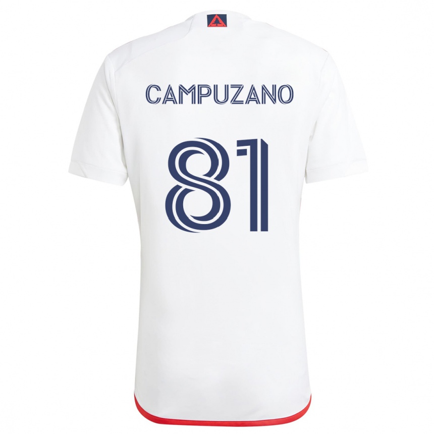 Kinder Fußball Nico Campuzano #81 Weiß Rot Auswärtstrikot Trikot 2024/25 T-Shirt Luxemburg