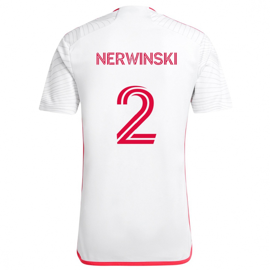 Kinder Fußball Jake Nerwinski #2 Weiß Rot Auswärtstrikot Trikot 2024/25 T-Shirt Luxemburg