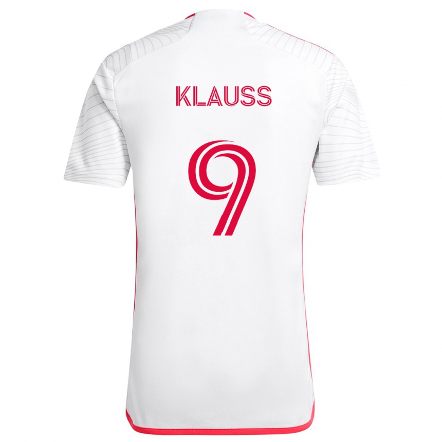 Kinder Fußball João Klauss #9 Weiß Rot Auswärtstrikot Trikot 2024/25 T-Shirt Luxemburg